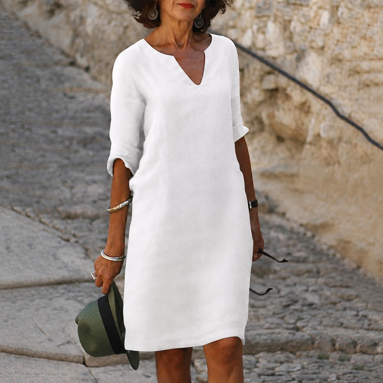 Sara - Elegantes, einfarbiges Kleid