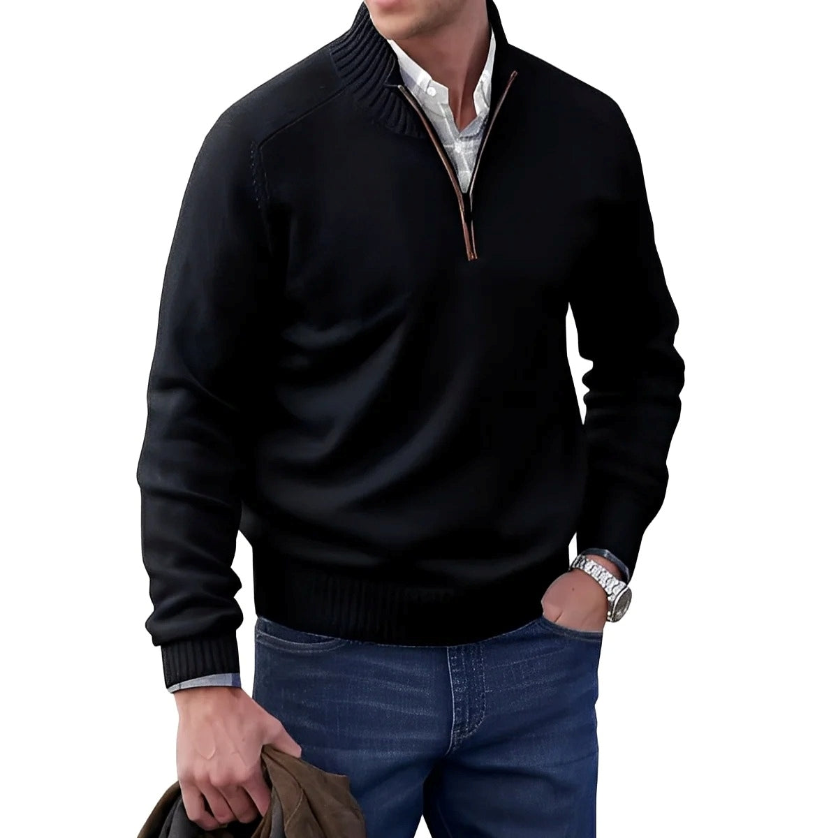 Gabriel - Lässiger Herrenpullover mit Reißverschluss
