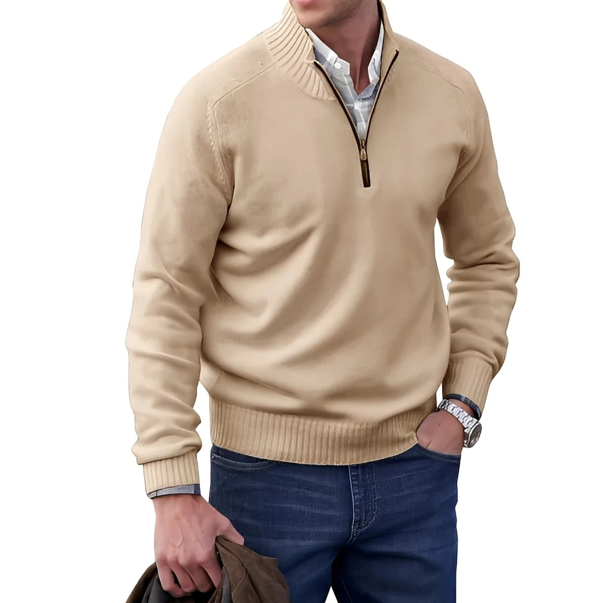 Gabriel - Lässiger Herrenpullover mit Reißverschluss