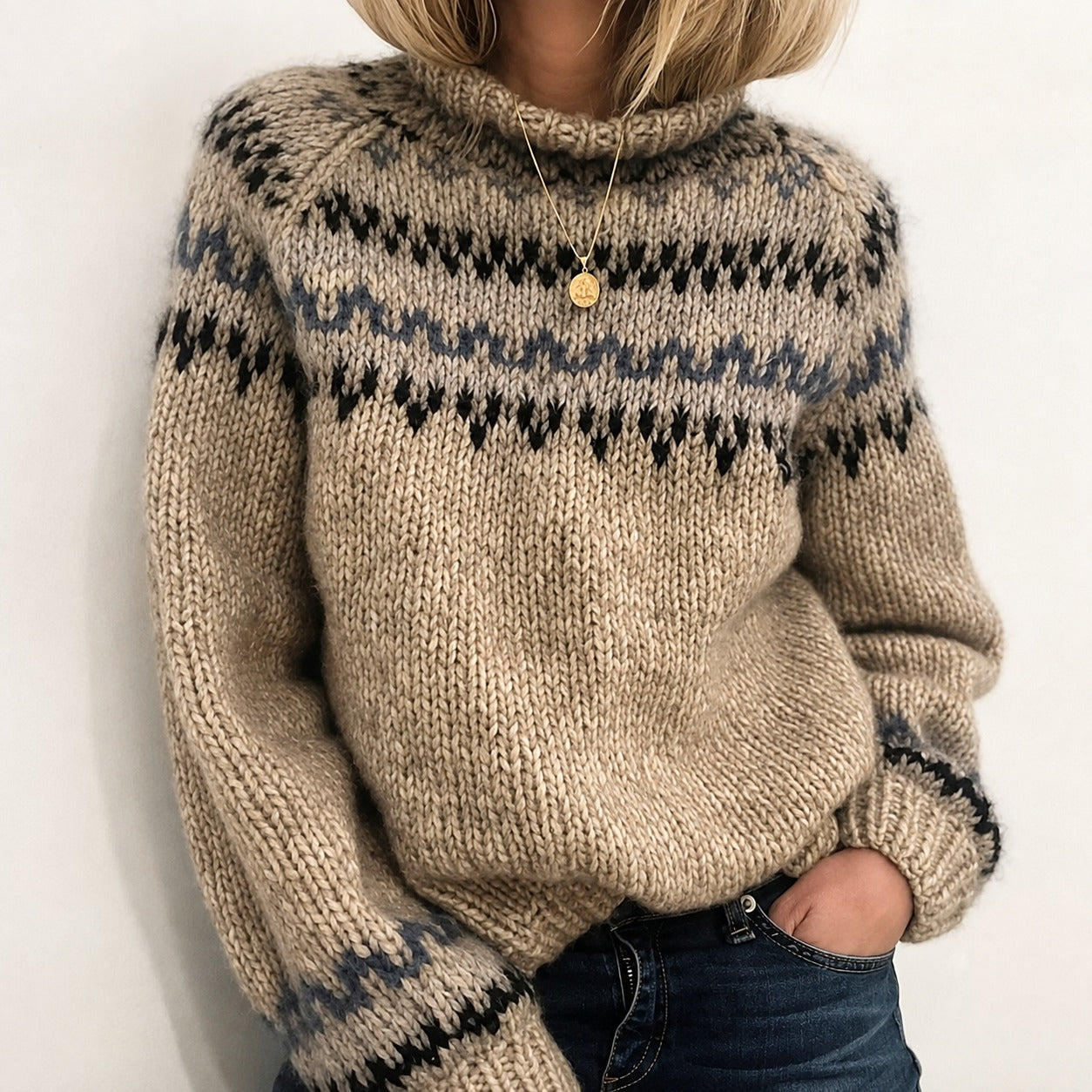 Oona - Gemütlicher Rollkragenpullover im isländischen Design