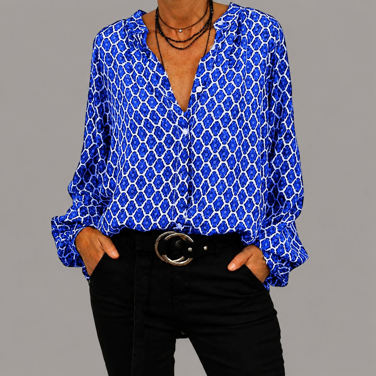 Zara - Lässige, locker sitzende Bluse mit V-Ausschnitt