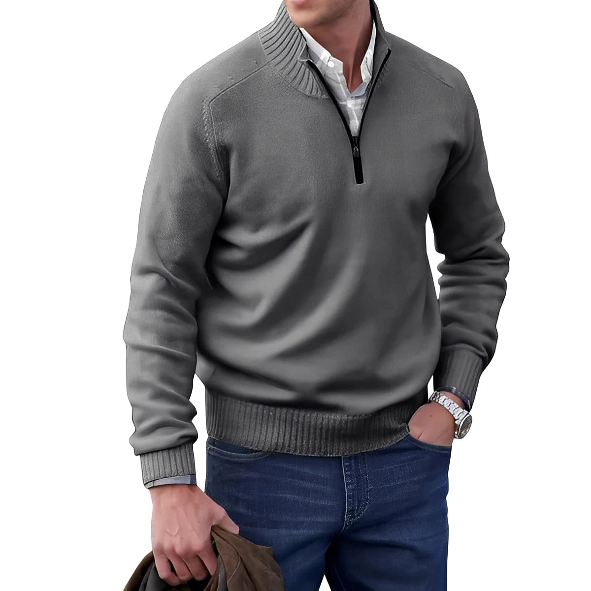 Gabriel - Lässiger Herrenpullover mit Reißverschluss