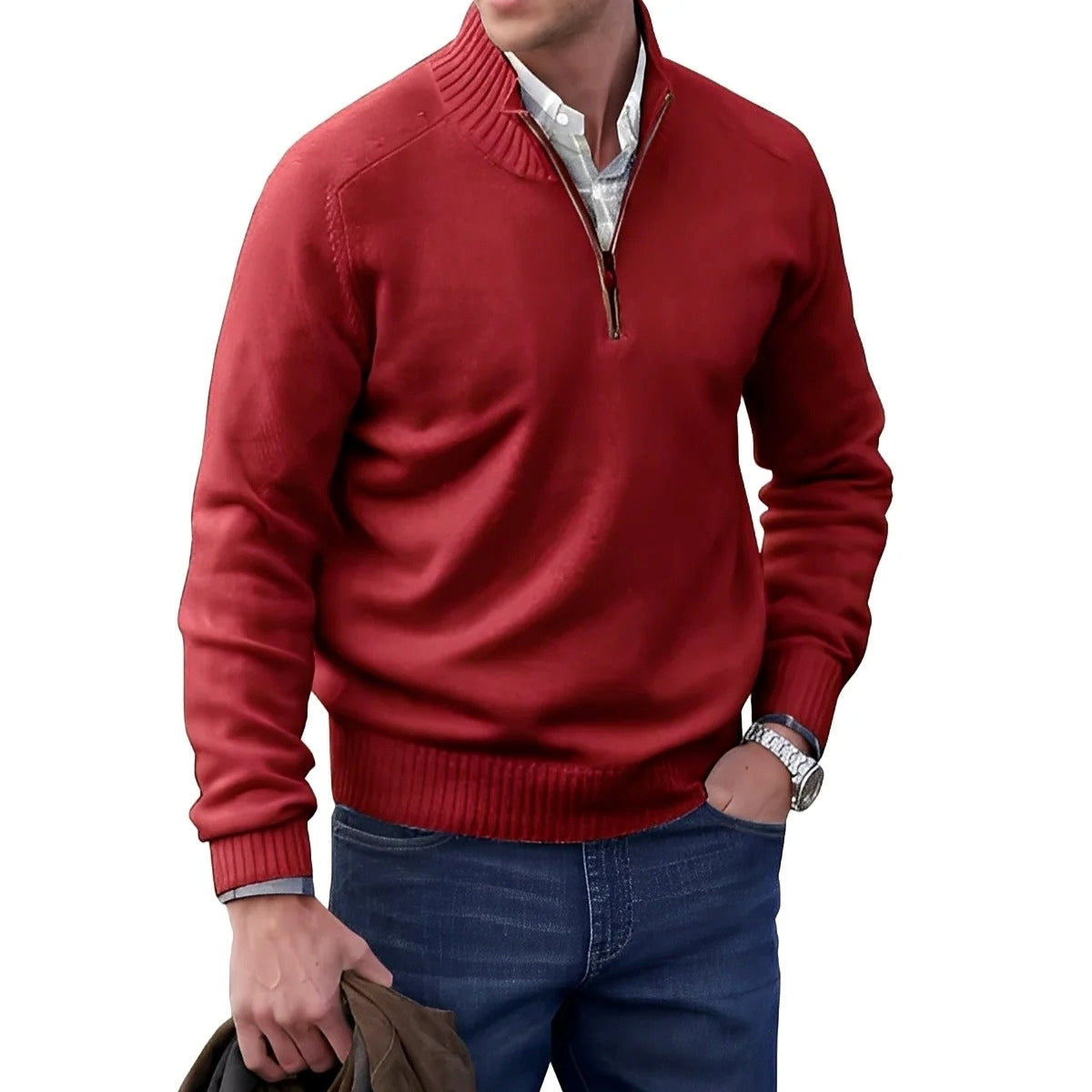 Gabriel - Lässiger Herrenpullover mit Reißverschluss