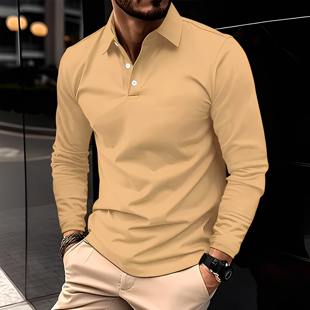 Dimitri - Classic men's polo shirt with long sleeves
