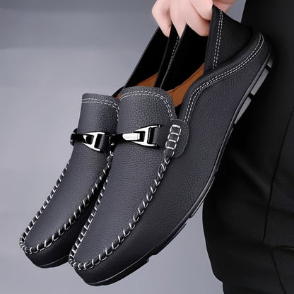 Ronald - Lässige, elegante Leder-Slipper für Herren