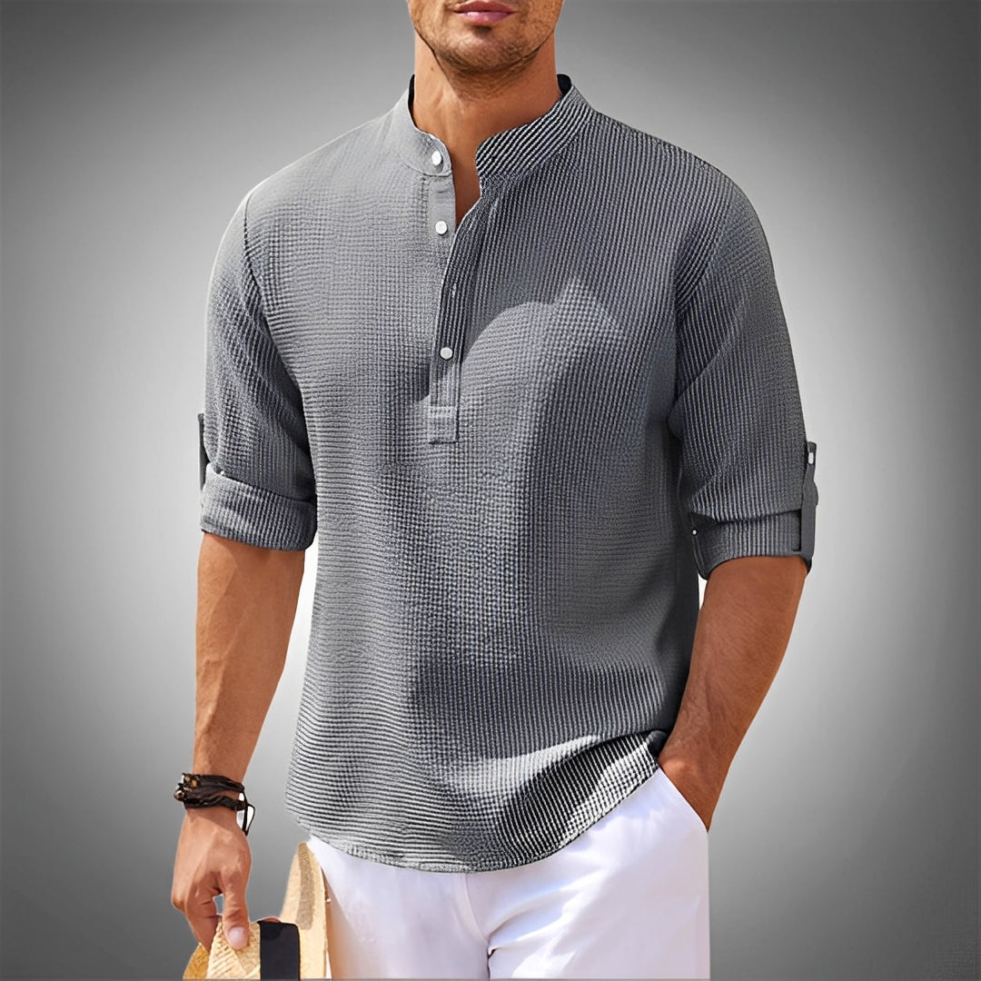 Adriennes - Bequemes Hemd mit Knopfkragen für Herren