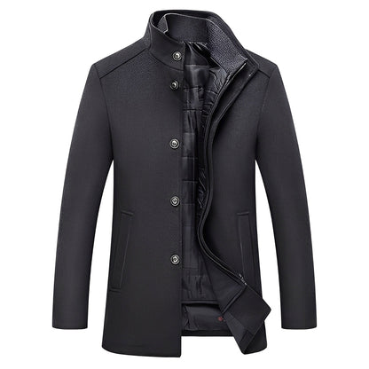 Kylian - Warm men's winter jacket with stand-up collar and buttons
