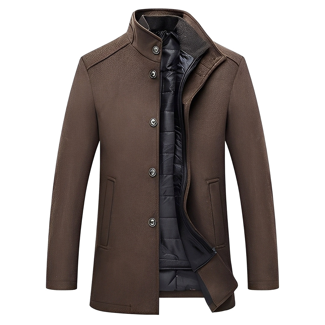 Kylian - Warm men's winter jacket with stand-up collar and buttons