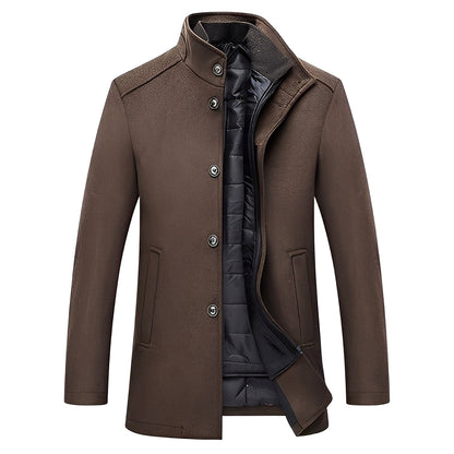 Kylian - Warm men's winter jacket with stand-up collar and buttons
