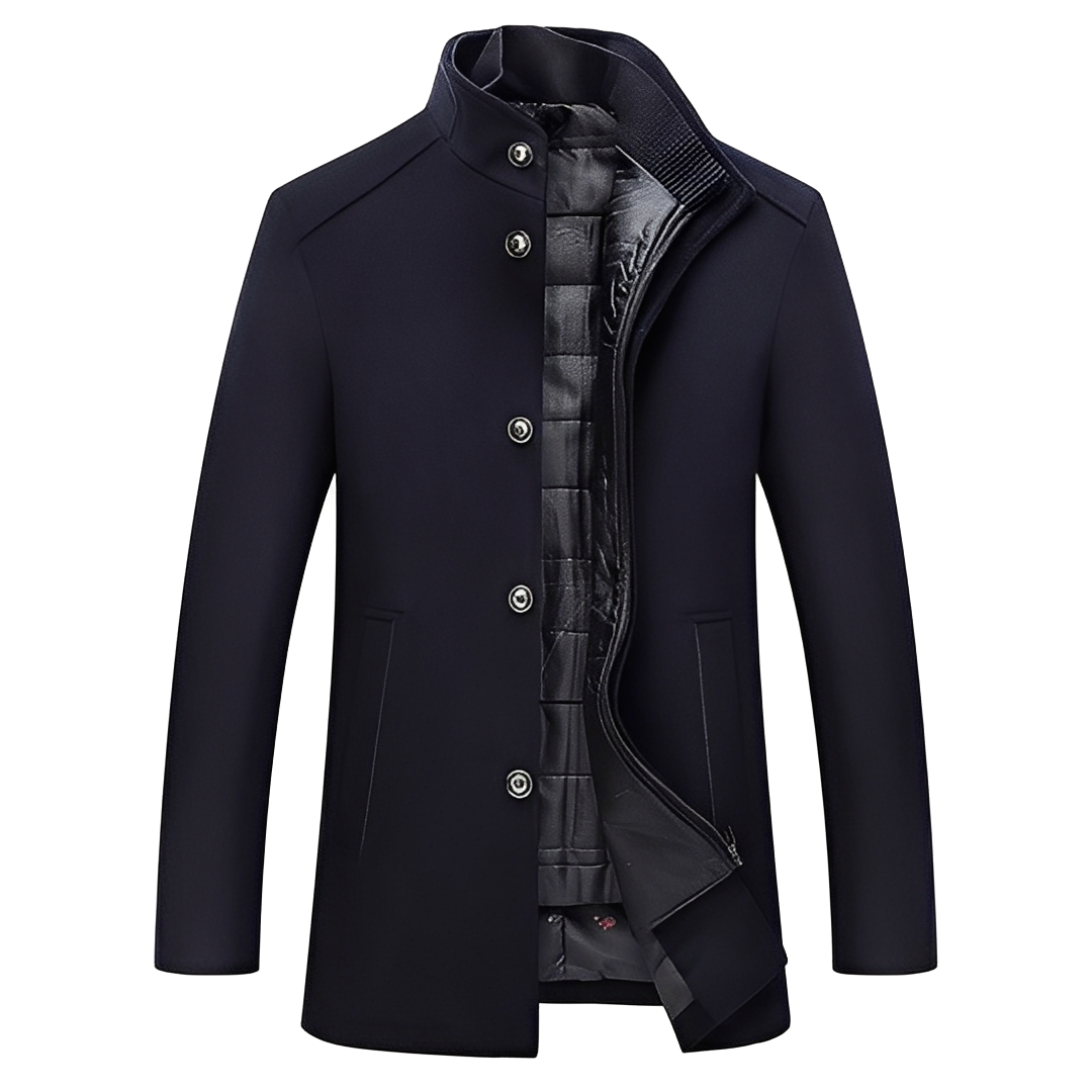 Kylian - Warm men's winter jacket with stand-up collar and buttons