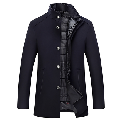 Kylian - Warm men's winter jacket with stand-up collar and buttons