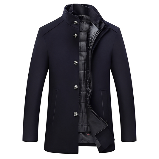 Kylian - Warm men's winter jacket with stand-up collar and buttons