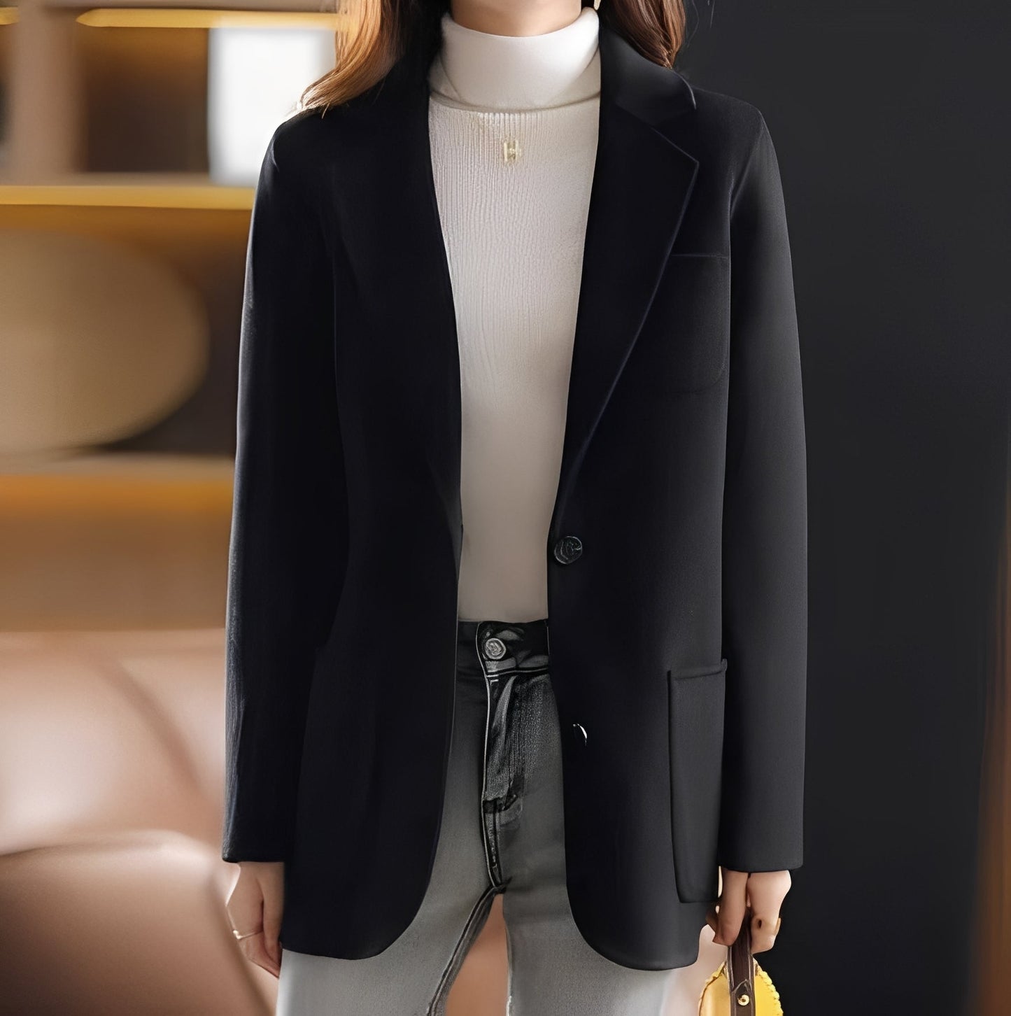 Lavena - women's blazer made of wool with stylish lapel collar