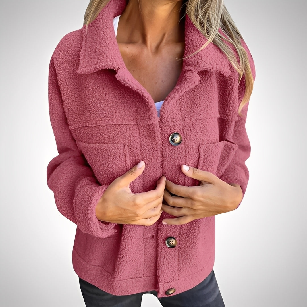 Sandra - Comfortable Sherpa Jacket with Lapel Collar for Women