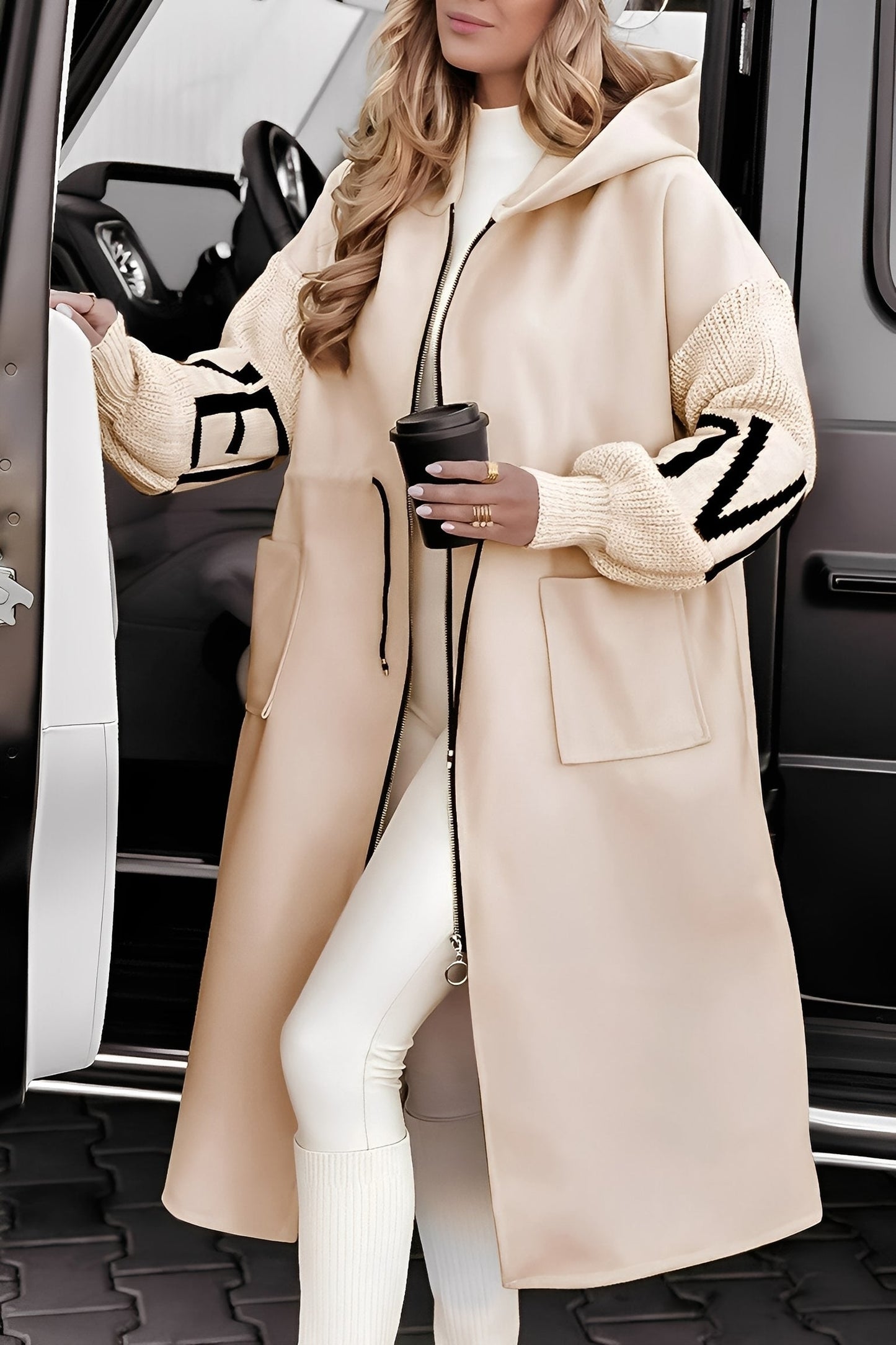 Eloise - Long, contemporary women's jacket with hood