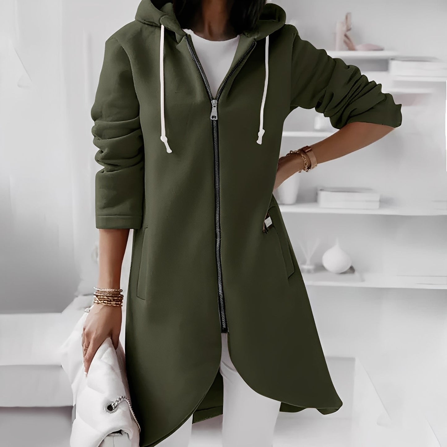 Josepha - Long, comfortable women's hooded jacket