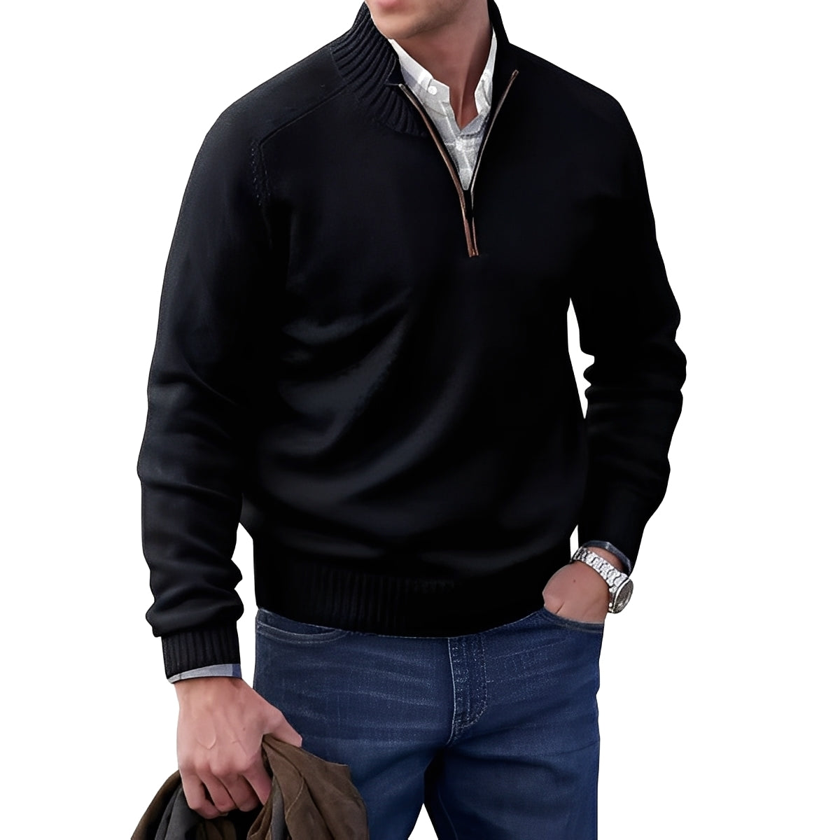 Jeremy - Moderner Herrenpullover mit Zipper