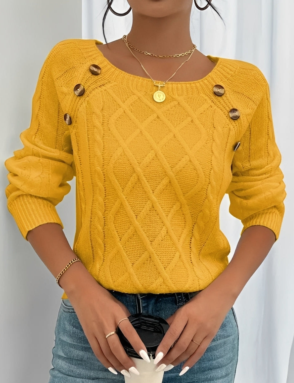Sally - Fashionable women's sweater with button elements