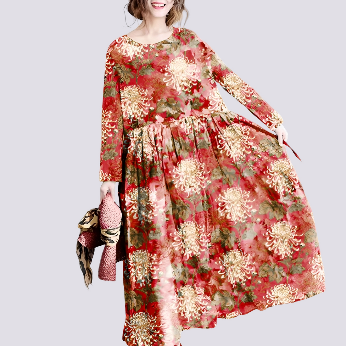 Terry - Stilvolles langes Damen-Maxikleid mit Blumenprint