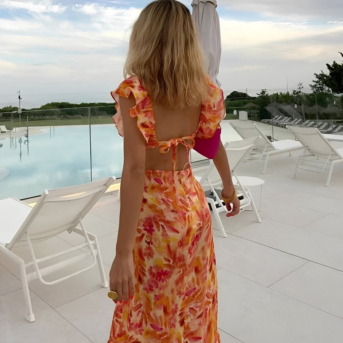 Lorraine - Stilvolles langes Kleid mit Blumenprint