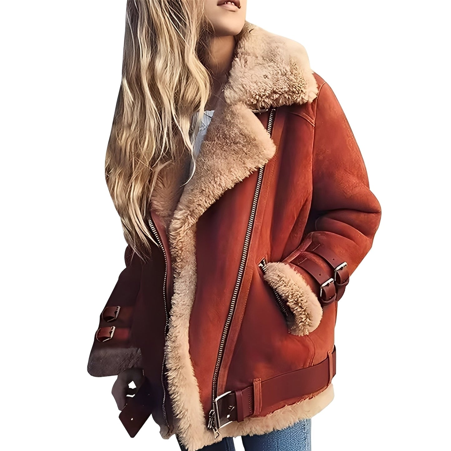 Jessie - Angenehme Damen-Woll-Bikerjacke mit Reißverschluss