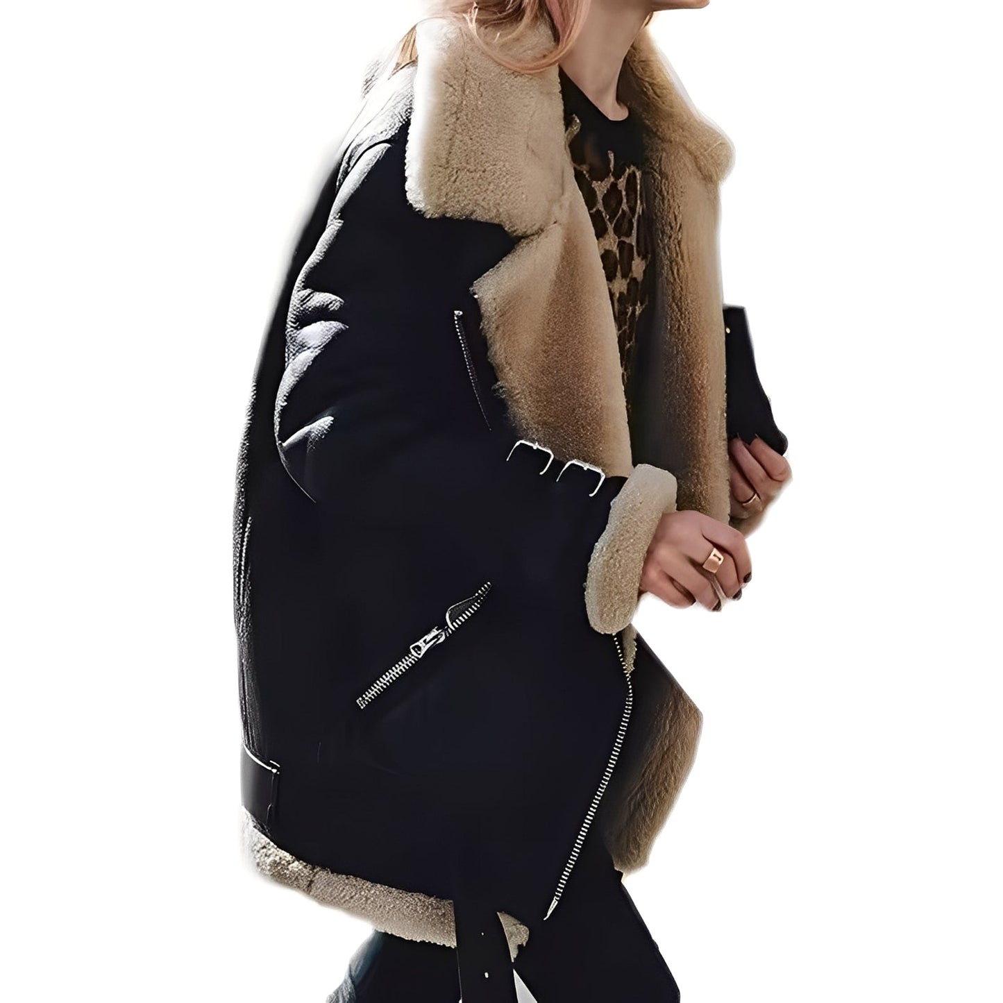 Jessie - Angenehme Damen-Woll-Bikerjacke mit Reißverschluss