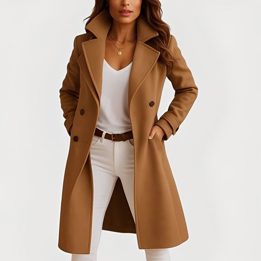 Camille - Elegant coat with single-breasted design and pockets for women
