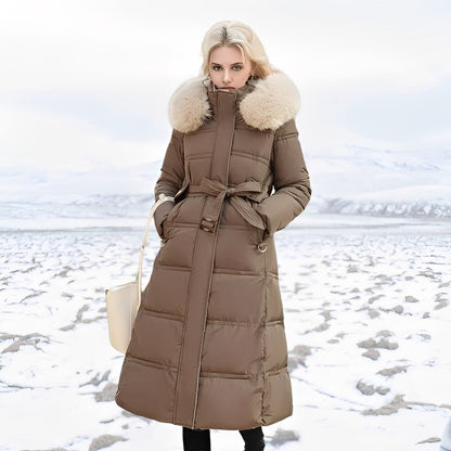 Hannah - Elegant, long women's down coat with lining