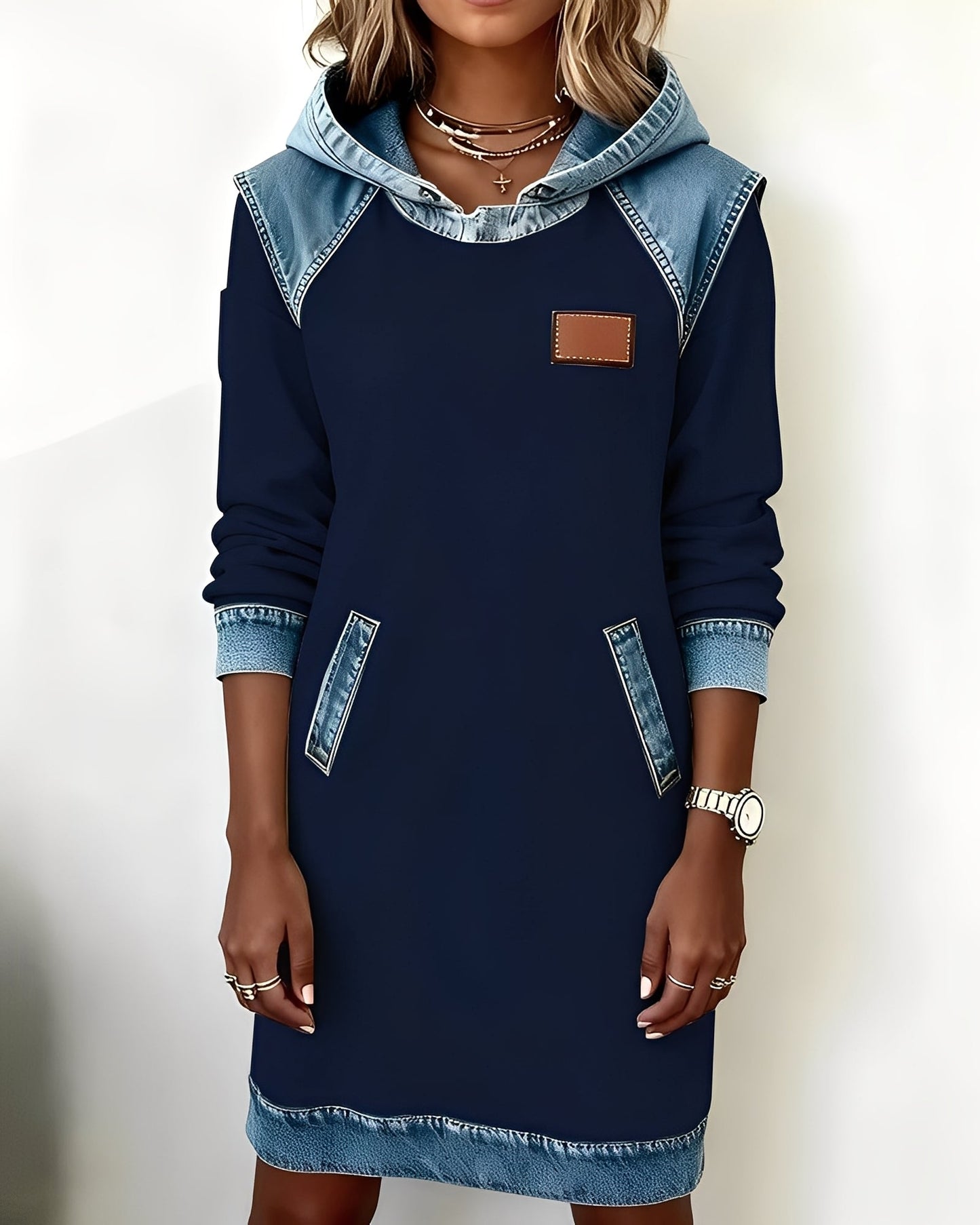 Catherine - Modern hooded dress with pockets for women