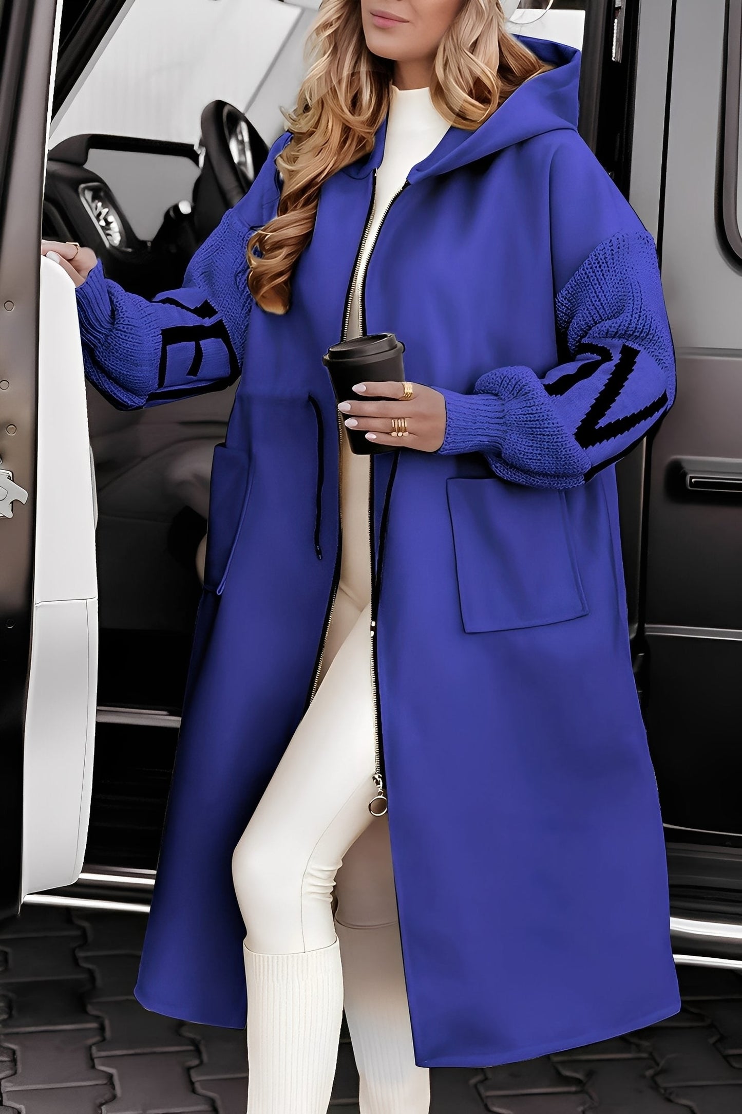 Eloise - Long, contemporary women's jacket with hood