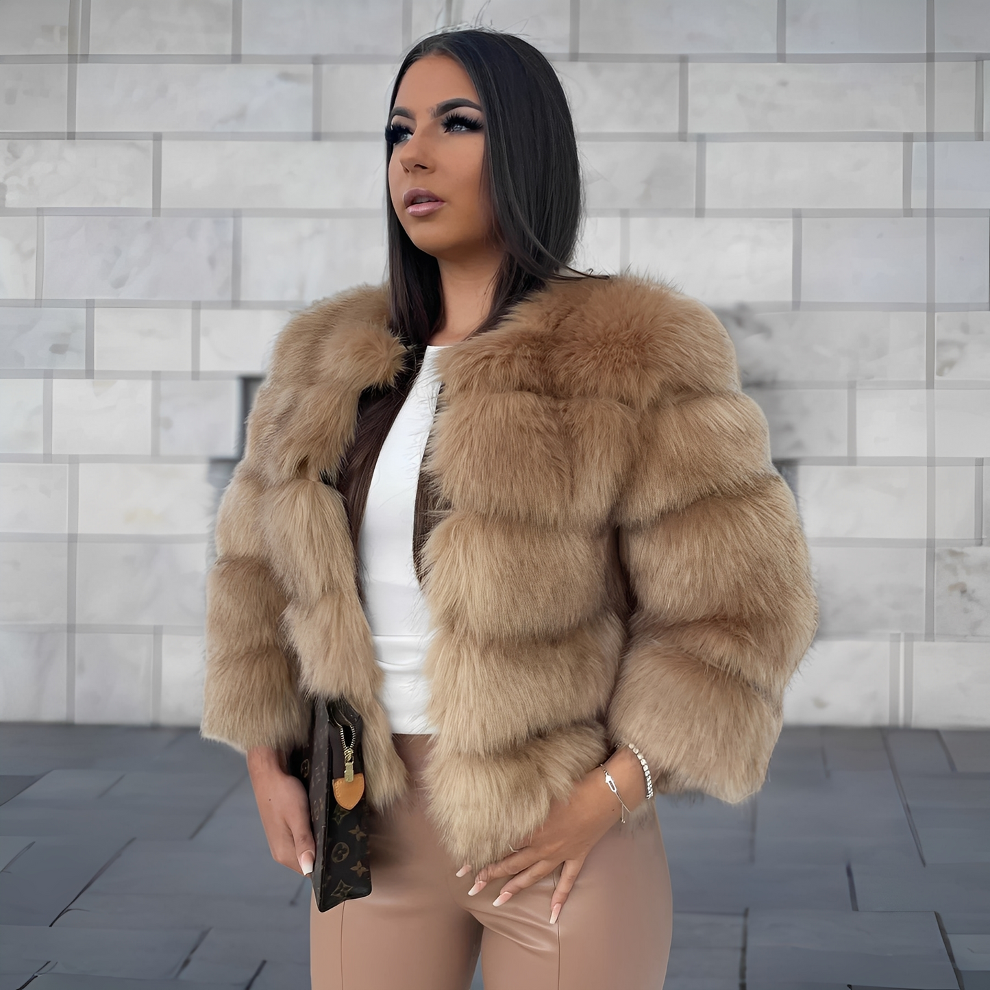 Amelia - Fashionable, warm women's faux fur jacket