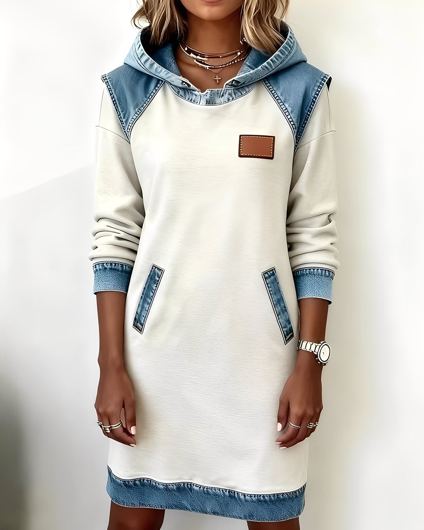 Catherine - Modern hooded dress with pockets for women