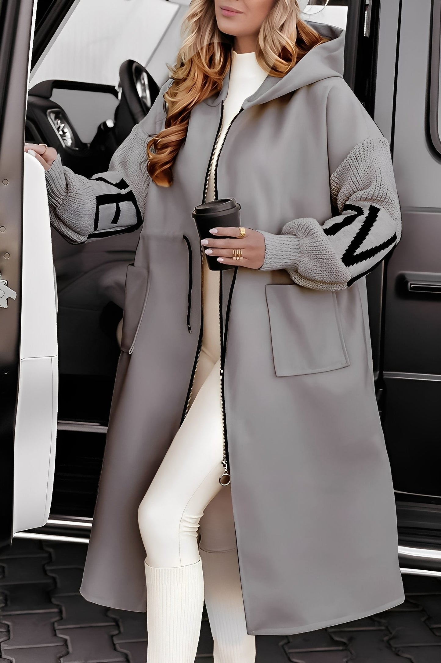 Eloise - Long, contemporary women's jacket with hood