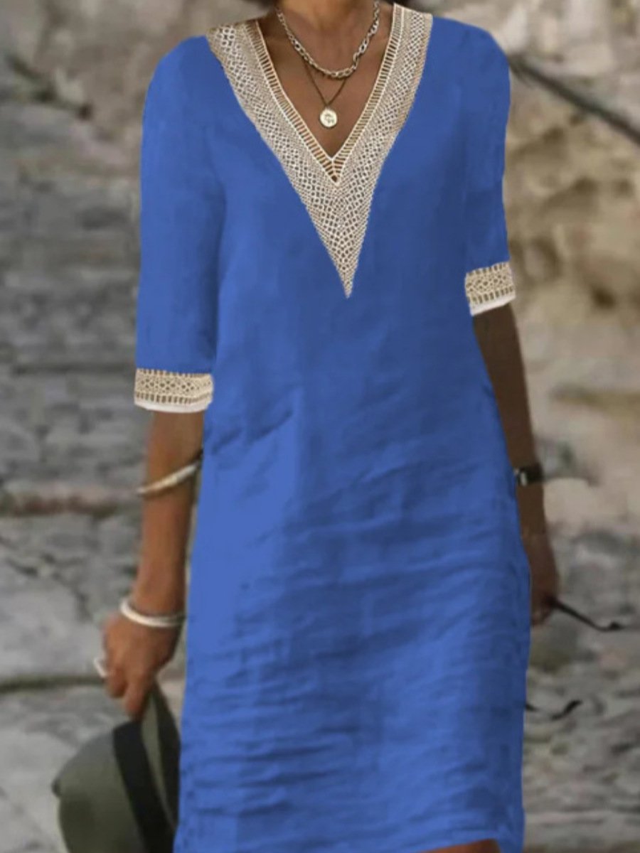 Jana - V-Ausschnitt Kleid mit Spitzendetails